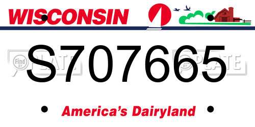 S707665 Wisconsin License Plate