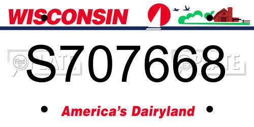 S707668 Wisconsin License Plate