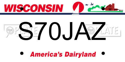 S70JAZ Wisconsin License Plate