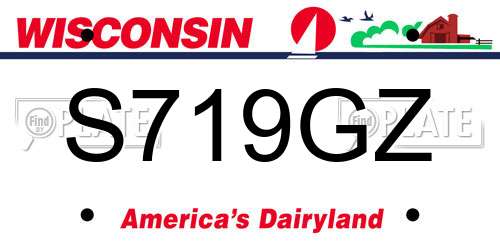 S719GZ Wisconsin License Plate
