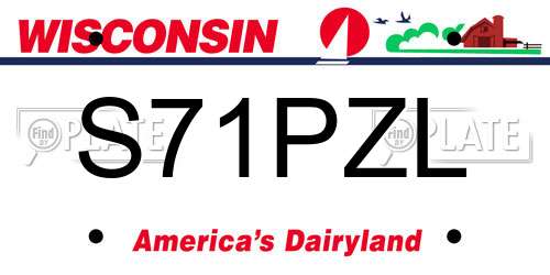 S71PZL Wisconsin License Plate