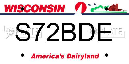 S72BDE Wisconsin License Plate