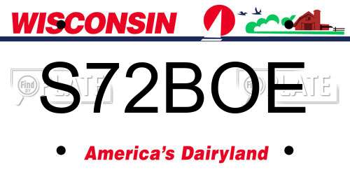 S72BOE Wisconsin License Plate