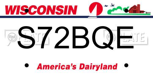 S72BQE Wisconsin License Plate