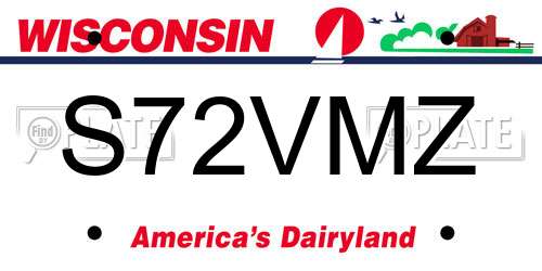 S72VMZ Wisconsin License Plate
