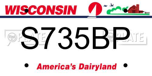 S735BP Wisconsin License Plate