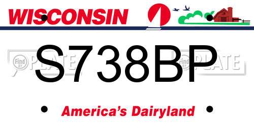 S738BP Wisconsin License Plate