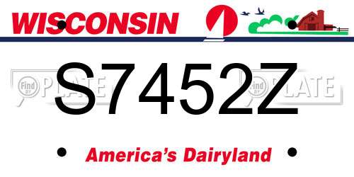 S7452Z Wisconsin License Plate