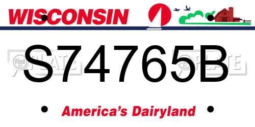 S74765B Wisconsin License Plate