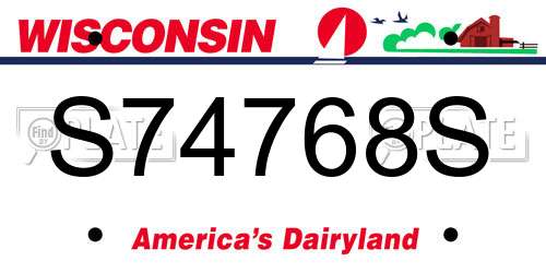 S74768S Wisconsin License Plate
