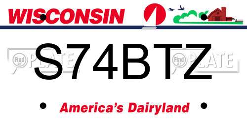 S74BTZ Wisconsin License Plate