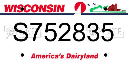 S752835 Wisconsin License Plate