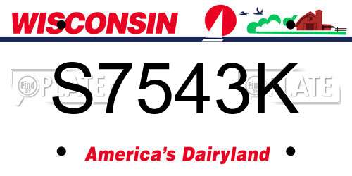 S7543K Wisconsin License Plate
