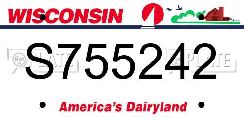 S755242 Wisconsin License Plate