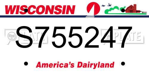 S755247 Wisconsin License Plate