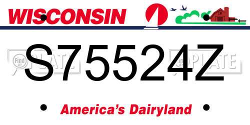S75524Z Wisconsin License Plate