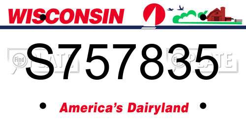 S757835 Wisconsin License Plate