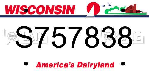 S757838 Wisconsin License Plate