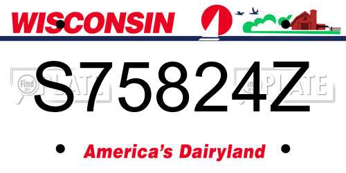 S75824Z Wisconsin License Plate
