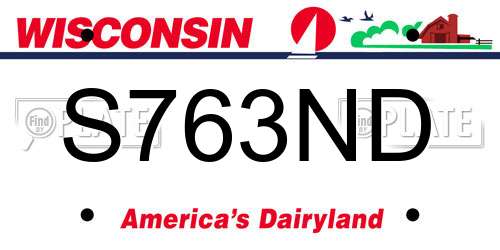 S763ND Wisconsin License Plate