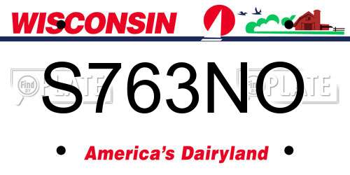 S763NO Wisconsin License Plate