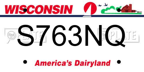 S763NQ Wisconsin License Plate