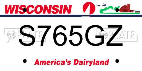 S765GZ Wisconsin License Plate