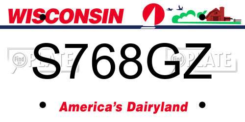 S768GZ Wisconsin License Plate