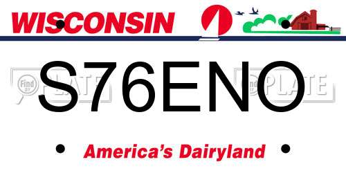S76ENO Wisconsin License Plate