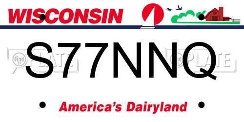 S77NNQ Wisconsin License Plate