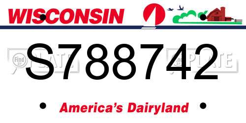 S788742 Wisconsin License Plate