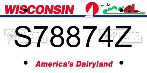 S78874Z Wisconsin License Plate