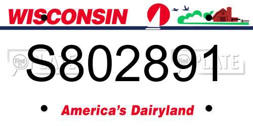 S802891 Wisconsin License Plate