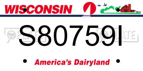 S80759I Wisconsin License Plate