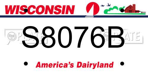 S8076B Wisconsin License Plate