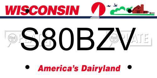 S80BZV Wisconsin License Plate