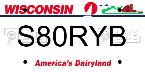 S80RYB Wisconsin License Plate