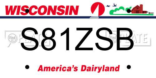 S81ZSB Wisconsin License Plate