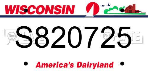 S820725 Wisconsin License Plate