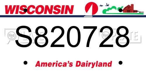 S820728 Wisconsin License Plate