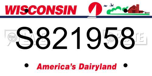 S821958 Wisconsin License Plate