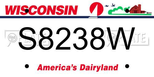 S8238W Wisconsin License Plate