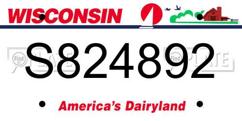 S824892 Wisconsin License Plate