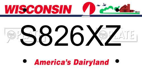 S826XZ Wisconsin License Plate