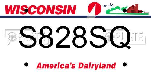 S828SQ Wisconsin License Plate