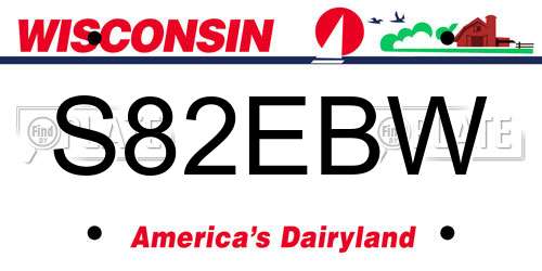 S82EBW Wisconsin License Plate