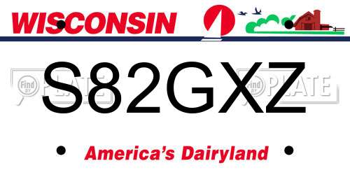 S82GXZ Wisconsin License Plate