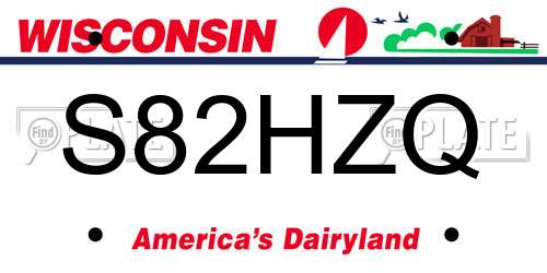 S82HZQ Wisconsin License Plate
