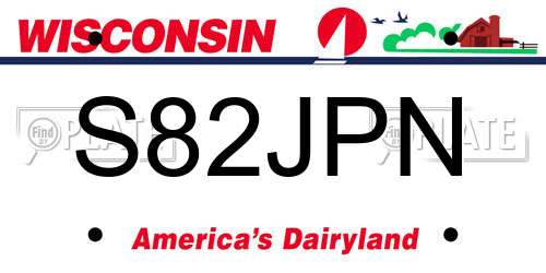S82JPN Wisconsin License Plate