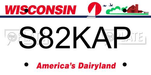 S82KAP Wisconsin License Plate